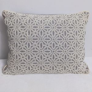 Kim Seybert Rare Embroidered Wool & Hand Beaded Luxury Decorative Down Pillow